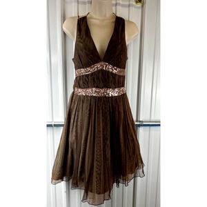 Vintage 90's RAMPAGE Dress sz 7 Tulle mesh halter babydoll sequins Forest Fairy
